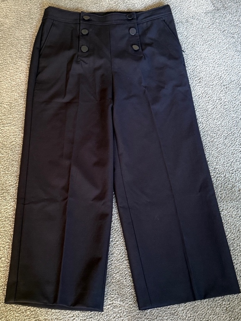 Talbots Navy Sailor Slacks/Trousers. Button Front Detail. Side Zip! Size 10p.